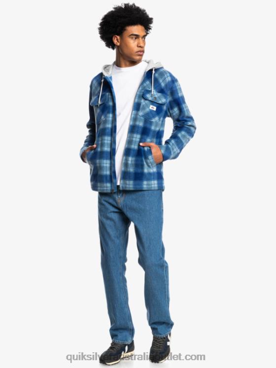 Quiksilver Men Super Swell Hooded Fleece Zip-Up Jacket H2N4B1475 sodalite blue super plaid