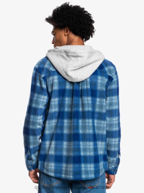 Quiksilver Men Super Swell Hooded Fleece Zip-Up Jacket H2N4B1475 sodalite blue super plaid