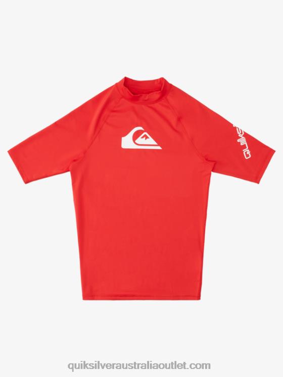 Quiksilver Men All Time Short Sleeve UPF 50 Rashguard H2N4B1266 quik red