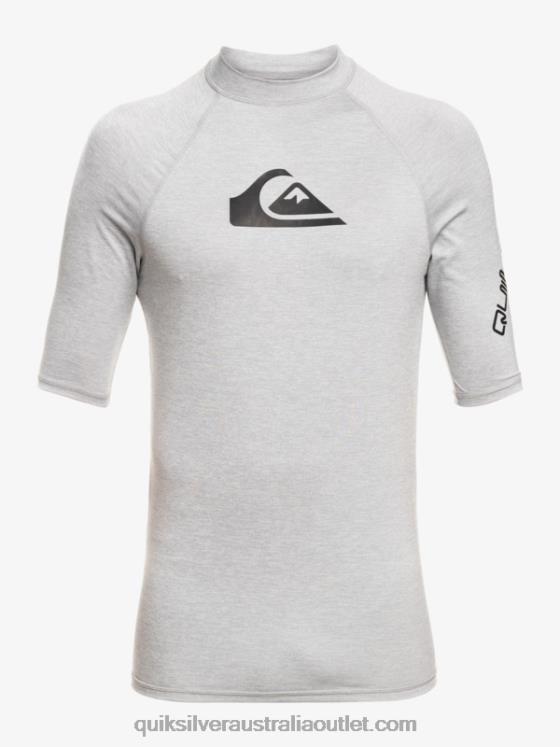 Quiksilver Men All Time Short Sleeve UPF 50 Rashguard H2N4B809 sleet heather
