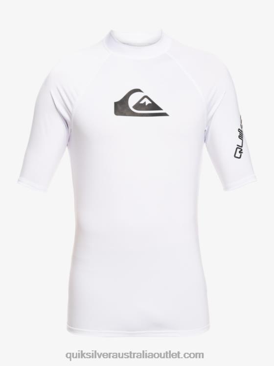 Quiksilver Men All Time Short Sleeve UPF 50 Rashguard H2N4B810 white
