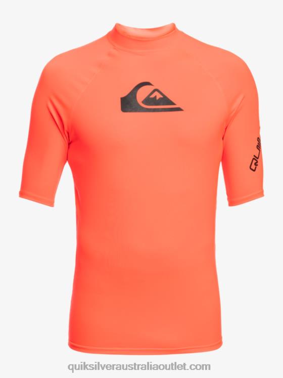 Quiksilver Men All Time Short Sleeve UPF 50 Rashguard H2N4B813 fiery coral