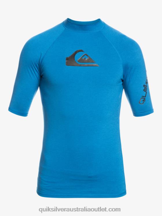 Quiksilver Men All Time Short Sleeve UPF 50 Rashguard H2N4B814 snorkel blue heather