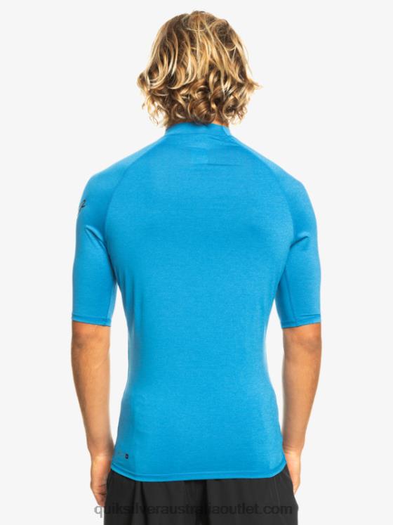 Quiksilver Men All Time Short Sleeve UPF 50 Rashguard H2N4B814 snorkel blue heather