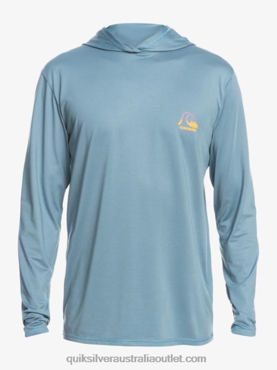 Quiksilver Men Dredge Hooded Long Sleeve UPF 50 Surf Tee H2N4B1834 provincial blue heather