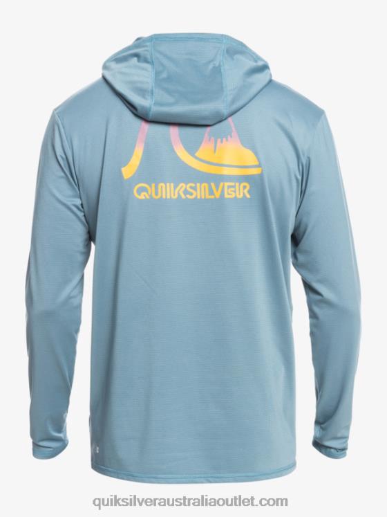 Quiksilver Men Dredge Hooded Long Sleeve UPF 50 Surf Tee H2N4B1834 provincial blue heather