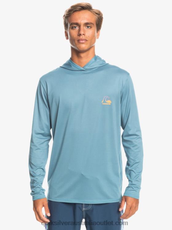 Quiksilver Men Dredge Hooded Long Sleeve UPF 50 Surf Tee H2N4B1834 provincial blue heather