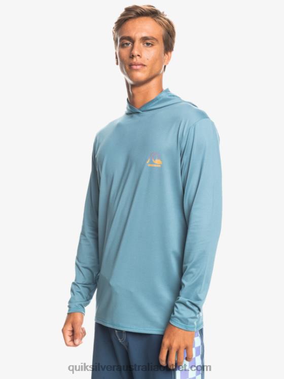 Quiksilver Men Dredge Hooded Long Sleeve UPF 50 Surf Tee H2N4B1834 provincial blue heather