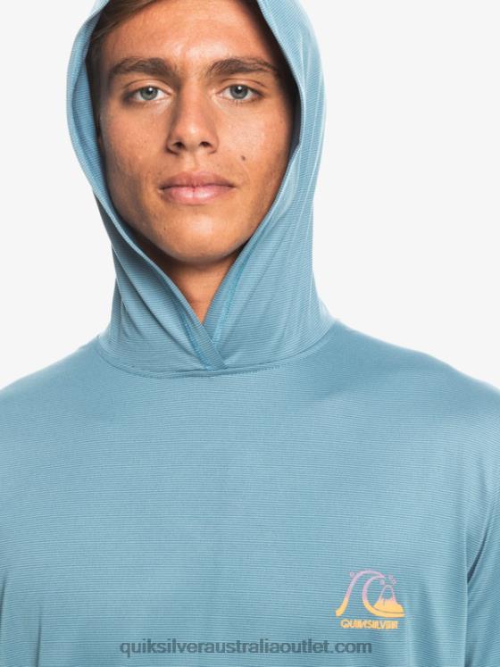 Quiksilver Men Dredge Hooded Long Sleeve UPF 50 Surf Tee H2N4B1834 provincial blue heather