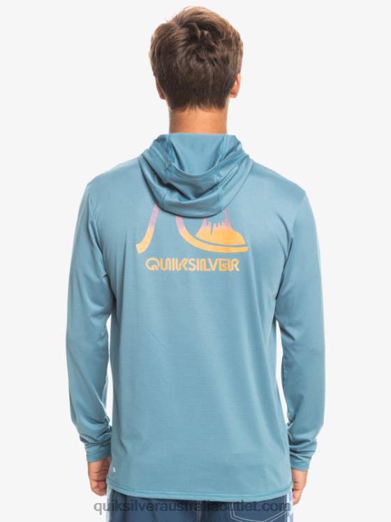 Quiksilver Men Dredge Hooded Long Sleeve UPF 50 Surf Tee H2N4B1834 provincial blue heather