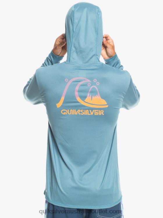 Quiksilver Men Dredge Hooded Long Sleeve UPF 50 Surf Tee H2N4B1834 provincial blue heather