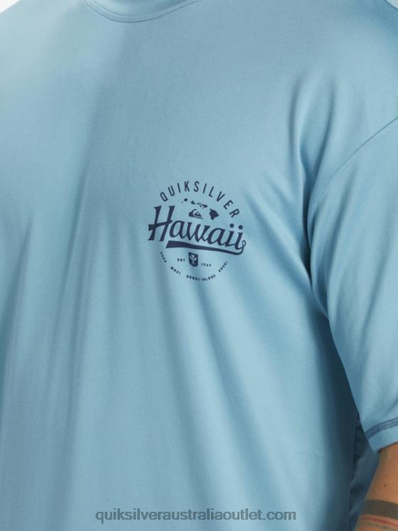 Quiksilver Men Hawaii Big Bite UPF 50 Short Sleeve Surf Tee H2N4B880 delphinium blue