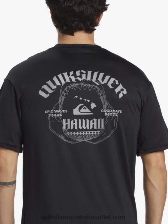 Quiksilver Men Hawaii Big Bite UPF 50 Short Sleeve Surf Tee H2N4B883 black