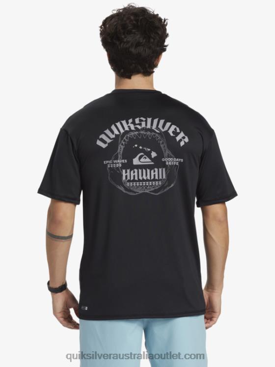 Quiksilver Men Hawaii Big Bite UPF 50 Short Sleeve Surf Tee H2N4B883 black