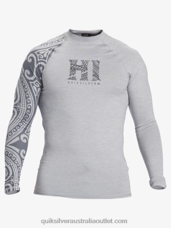 Quiksilver Men Hawaii Big Island UPF 50 Long Sleeve Surf Tee H2N4B922 sleet heather