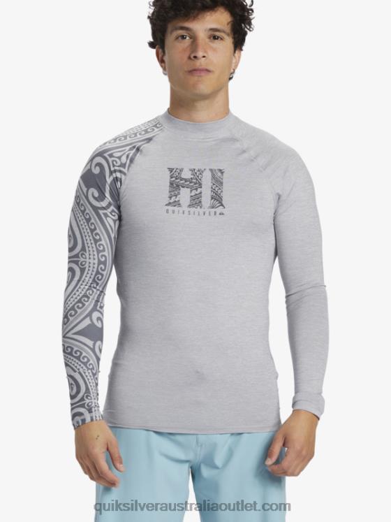 Quiksilver Men Hawaii Big Island UPF 50 Long Sleeve Surf Tee H2N4B922 sleet heather