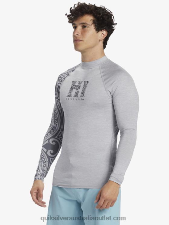 Quiksilver Men Hawaii Big Island UPF 50 Long Sleeve Surf Tee H2N4B922 sleet heather