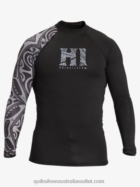 Quiksilver Men Hawaii Big Island UPF 50 Long Sleeve Surf Tee H2N4B923 black