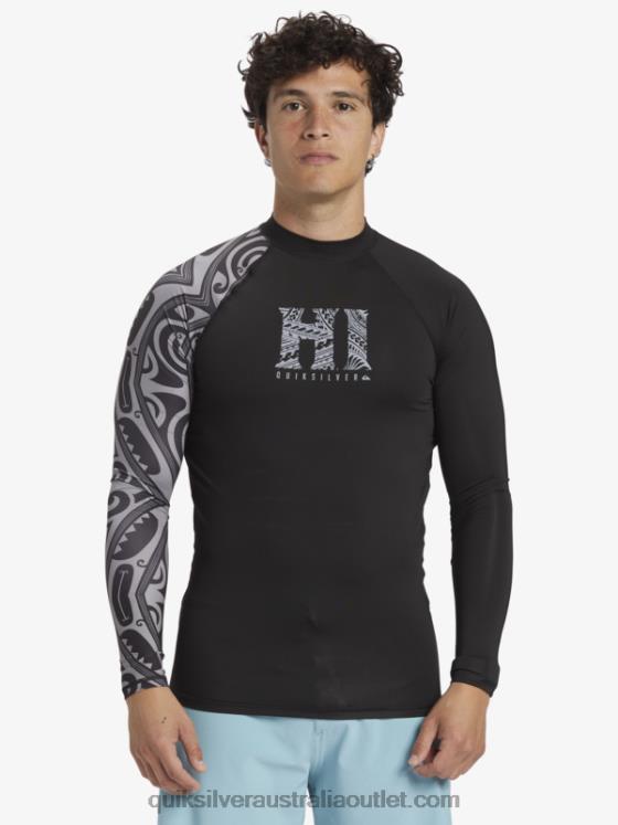 Quiksilver Men Hawaii Big Island UPF 50 Long Sleeve Surf Tee H2N4B923 black