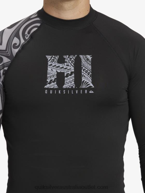 Quiksilver Men Hawaii Big Island UPF 50 Long Sleeve Surf Tee H2N4B923 black