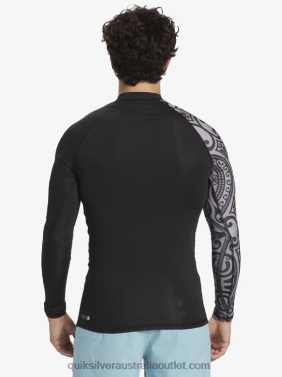 Quiksilver Men Hawaii Big Island UPF 50 Long Sleeve Surf Tee H2N4B923 black