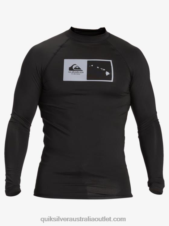 Quiksilver Men Hawaii Double Down UPF 50 Long Sleeve Surf Tee H2N4B1105 black