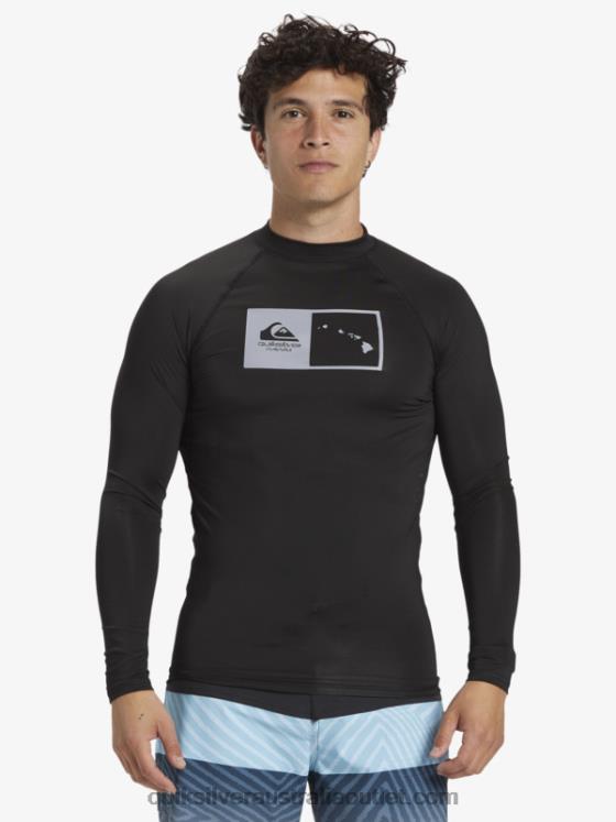 Quiksilver Men Hawaii Double Down UPF 50 Long Sleeve Surf Tee H2N4B1105 black