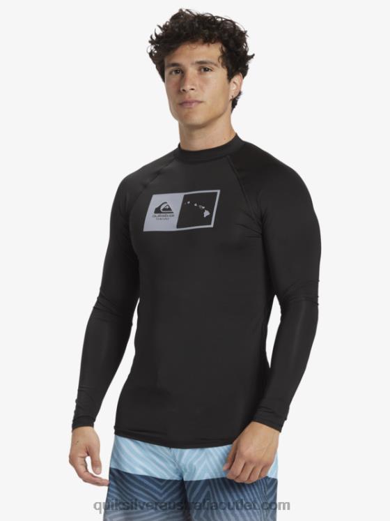 Quiksilver Men Hawaii Double Down UPF 50 Long Sleeve Surf Tee H2N4B1105 black