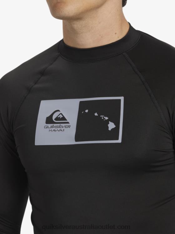 Quiksilver Men Hawaii Double Down UPF 50 Long Sleeve Surf Tee H2N4B1105 black