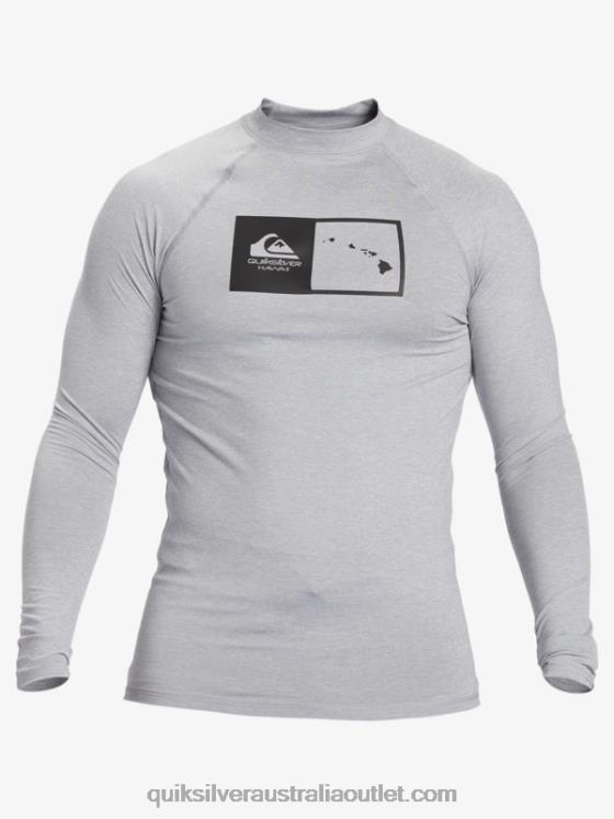Quiksilver Men Hawaii Double Down UPF 50 Long Sleeve Surf Tee H2N4B1106 sleet heather
