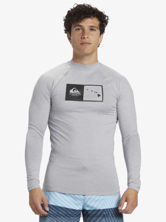 Quiksilver Men Hawaii Double Down UPF 50 Long Sleeve Surf Tee H2N4B1106 sleet heather