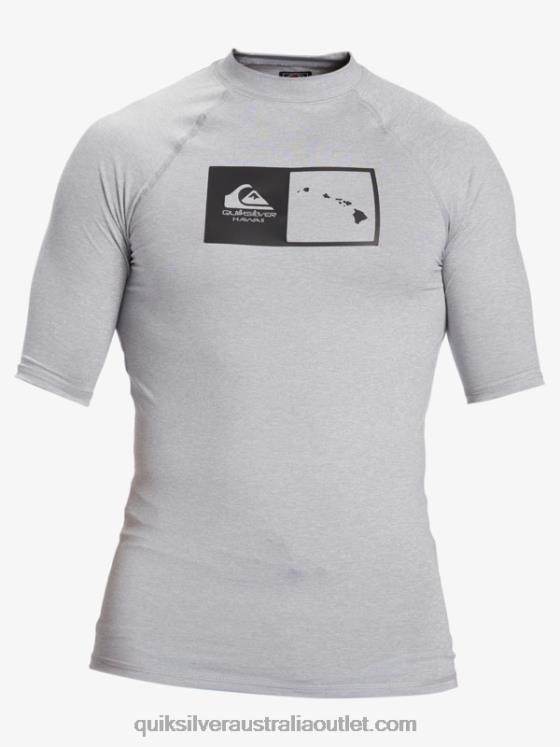 Quiksilver Men Hawaii Double Down UPF 50 Short Sleeve Surf Tee H2N4B1169 sleet heather