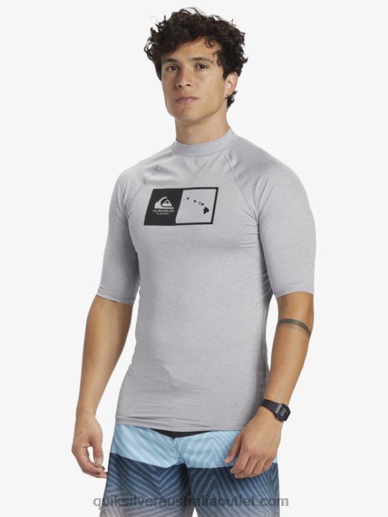 Quiksilver Men Hawaii Double Down UPF 50 Short Sleeve Surf Tee H2N4B1169 sleet heather