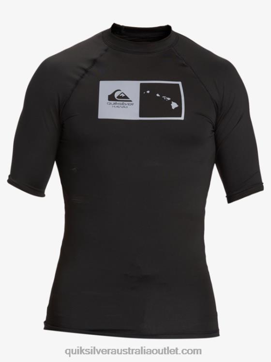 Quiksilver Men Hawaii Double Down UPF 50 Short Sleeve Surf Tee H2N4B1170 black