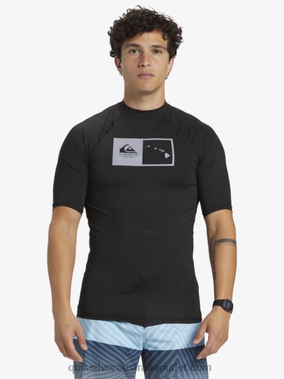 Quiksilver Men Hawaii Double Down UPF 50 Short Sleeve Surf Tee H2N4B1170 black