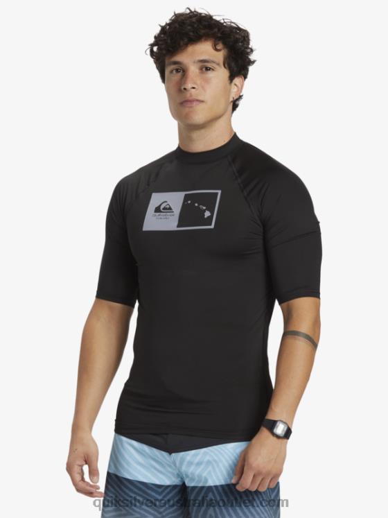 Quiksilver Men Hawaii Double Down UPF 50 Short Sleeve Surf Tee H2N4B1170 black