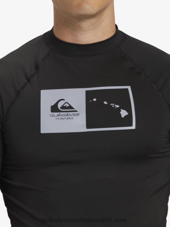 Quiksilver Men Hawaii Double Down UPF 50 Short Sleeve Surf Tee H2N4B1170 black