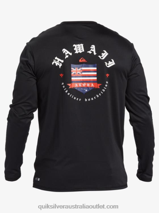 Quiksilver Men Hawaii Royalty UPF 50 Long Sleeve Surf Tee H2N4B924 black