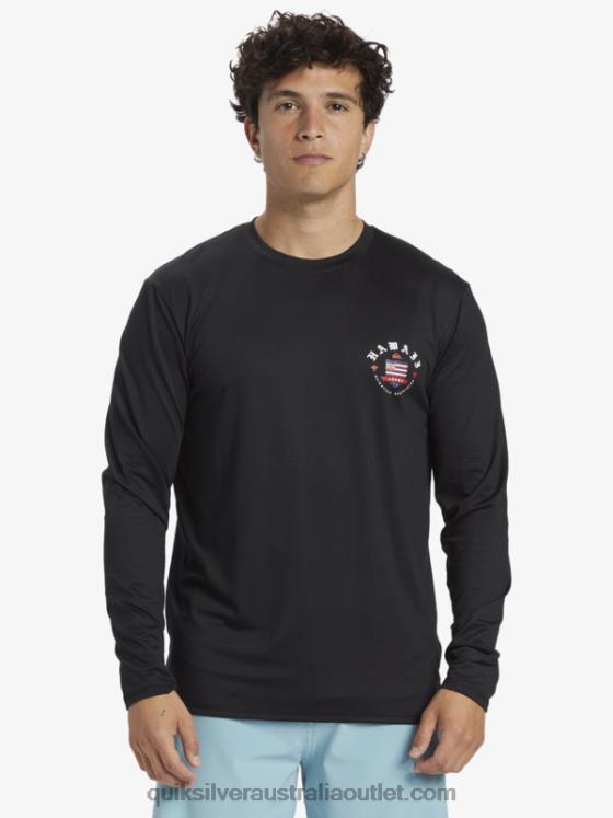 Quiksilver Men Hawaii Royalty UPF 50 Long Sleeve Surf Tee H2N4B924 black