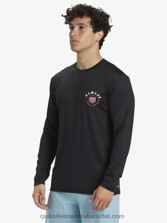Quiksilver Men Hawaii Royalty UPF 50 Long Sleeve Surf Tee H2N4B924 black