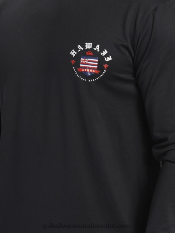 Quiksilver Men Hawaii Royalty UPF 50 Long Sleeve Surf Tee H2N4B924 black