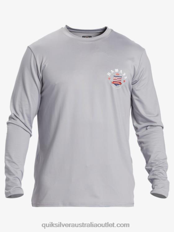 Quiksilver Men Hawaii Royalty UPF 50 Long Sleeve Surf Tee H2N4B925 sleet