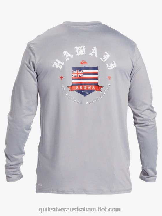 Quiksilver Men Hawaii Royalty UPF 50 Long Sleeve Surf Tee H2N4B925 sleet