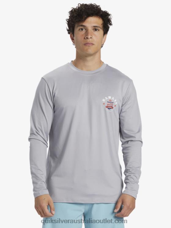 Quiksilver Men Hawaii Royalty UPF 50 Long Sleeve Surf Tee H2N4B925 sleet