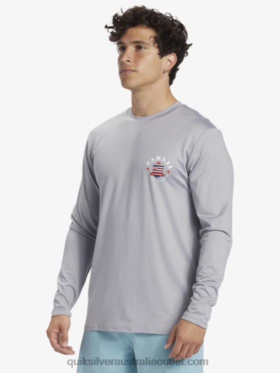 Quiksilver Men Hawaii Royalty UPF 50 Long Sleeve Surf Tee H2N4B925 sleet