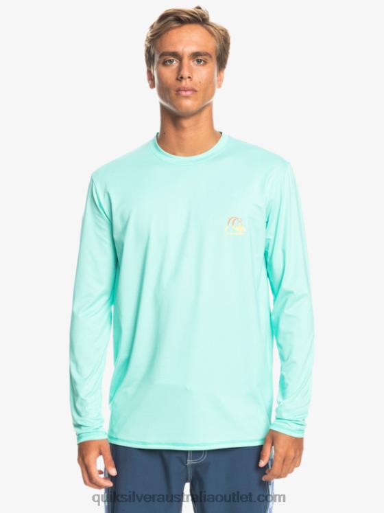 Quiksilver Men Heritage Heather Long Sleeve UPF 50 Surf Tee H2N4B1471 pool green heather