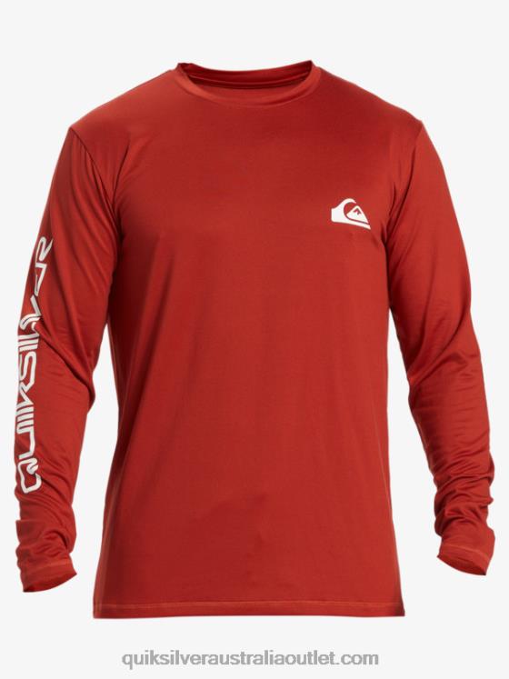 Quiksilver Men Omni Session Long Sleeve Upf 50 Surf T-Shirt H2N4B403 red ochre