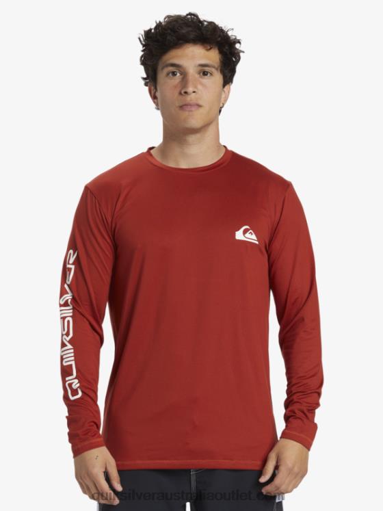 Quiksilver Men Omni Session Long Sleeve Upf 50 Surf T-Shirt H2N4B403 red ochre