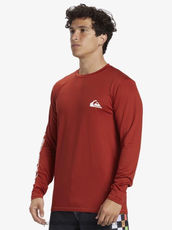 Quiksilver Men Omni Session Long Sleeve Upf 50 Surf T-Shirt H2N4B403 red ochre
