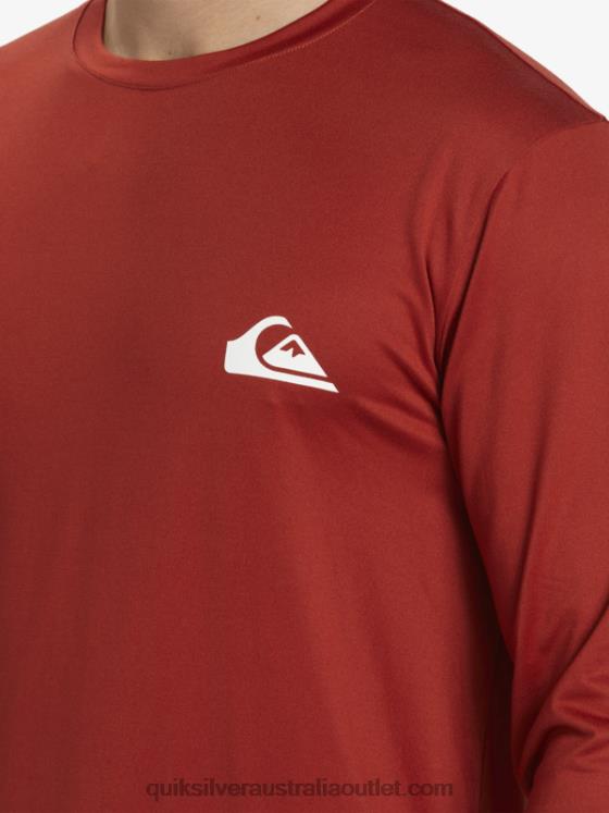 Quiksilver Men Omni Session Long Sleeve Upf 50 Surf T-Shirt H2N4B403 red ochre